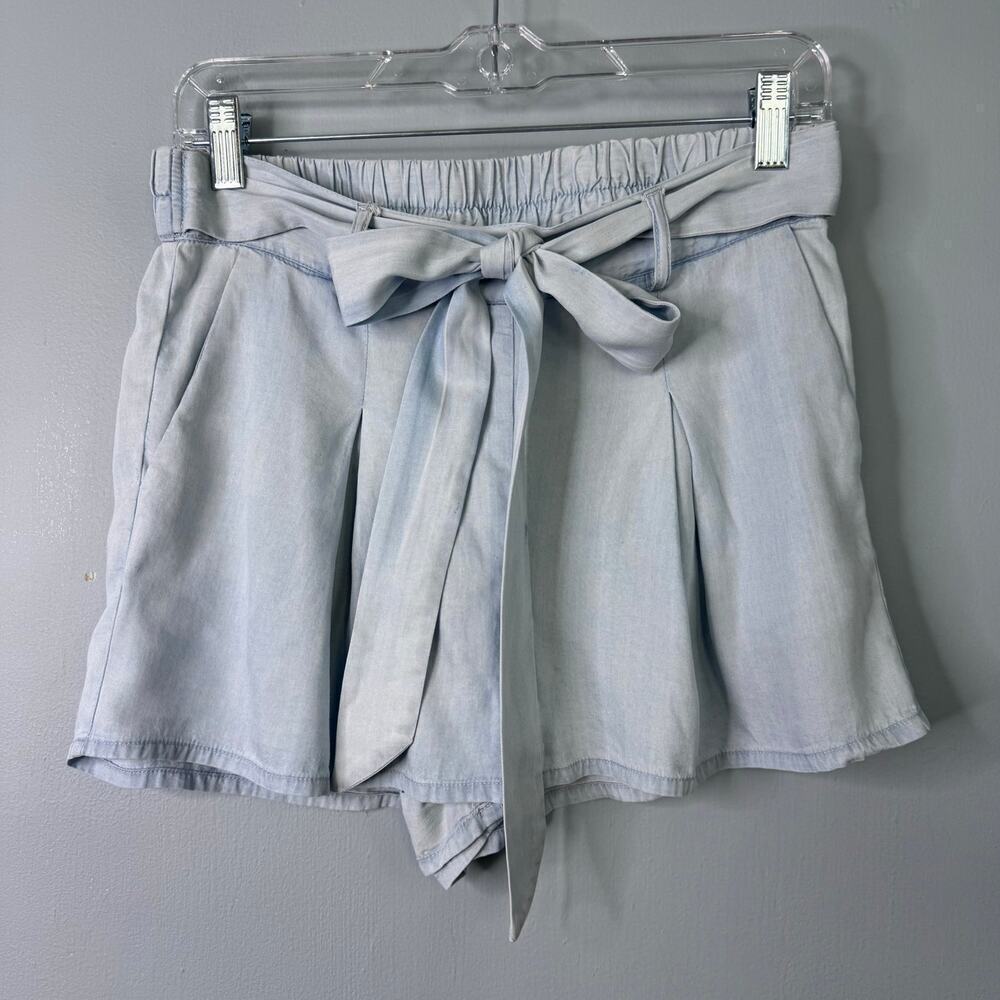 Jack by BB Dakota Tie Front Elastic Waist Pleated Chambray Pull On Shorts Size S
